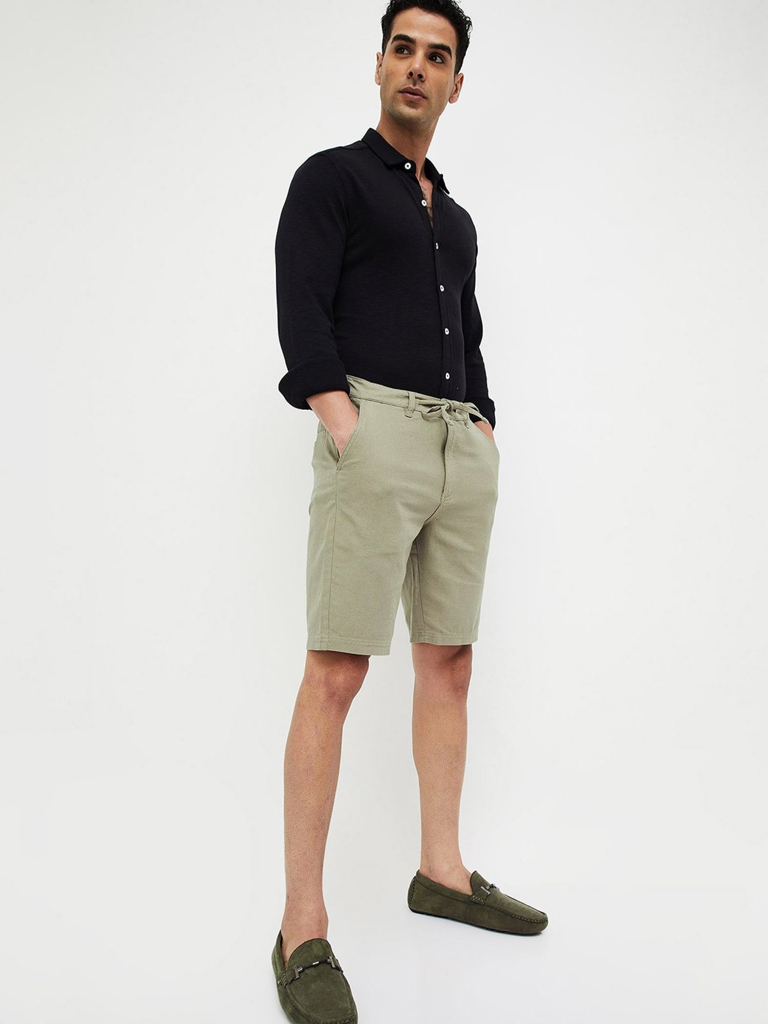Code by Lifestyle Olive Regular Fit Shorts