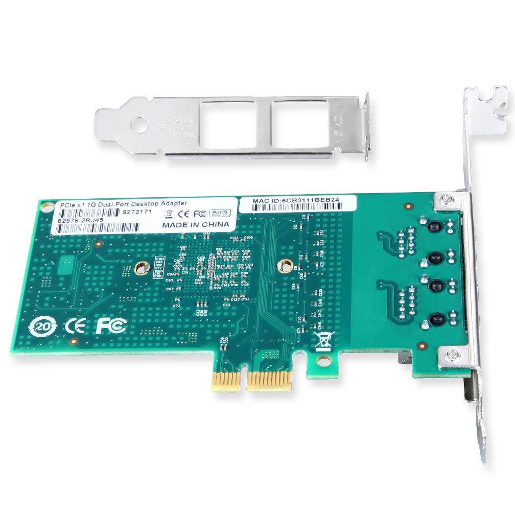 1G Gigabit Ethernet Converged Network Adapter, Compatible Intel 82576 Dual RJ45 Port, PCI Express 2.0 X1, NIC Card for Desktop PC