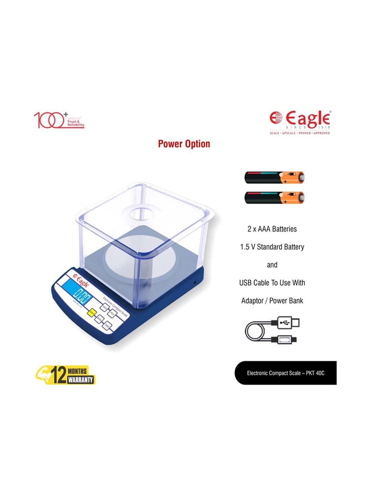 Eagle PKT-40C Digital Weight Machine for Gold 600 g Capacity, 0.01 g Accuracy, Gold Weighing Machine