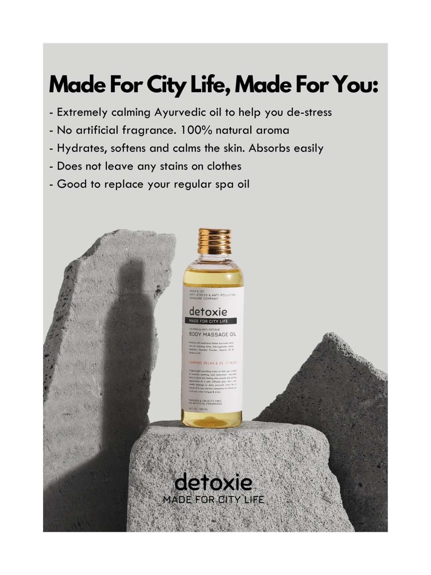 Detxoie Calming & Anti-Fatigue Body Massage Oil - 100 ml