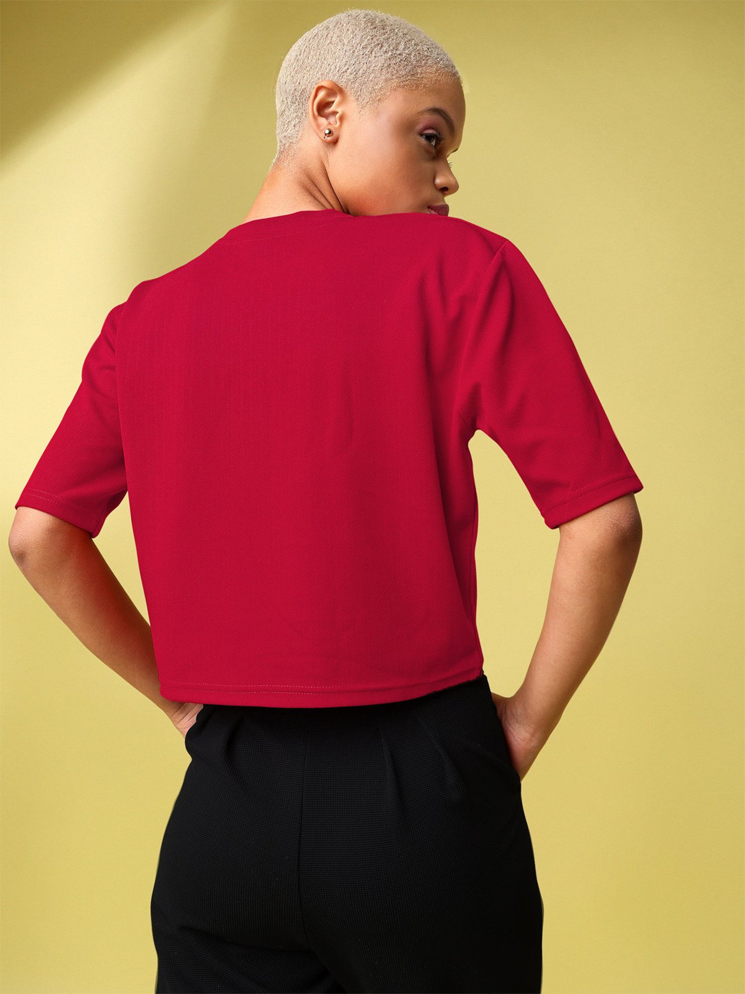 PURVAJA Red Regular Fit Crop Top