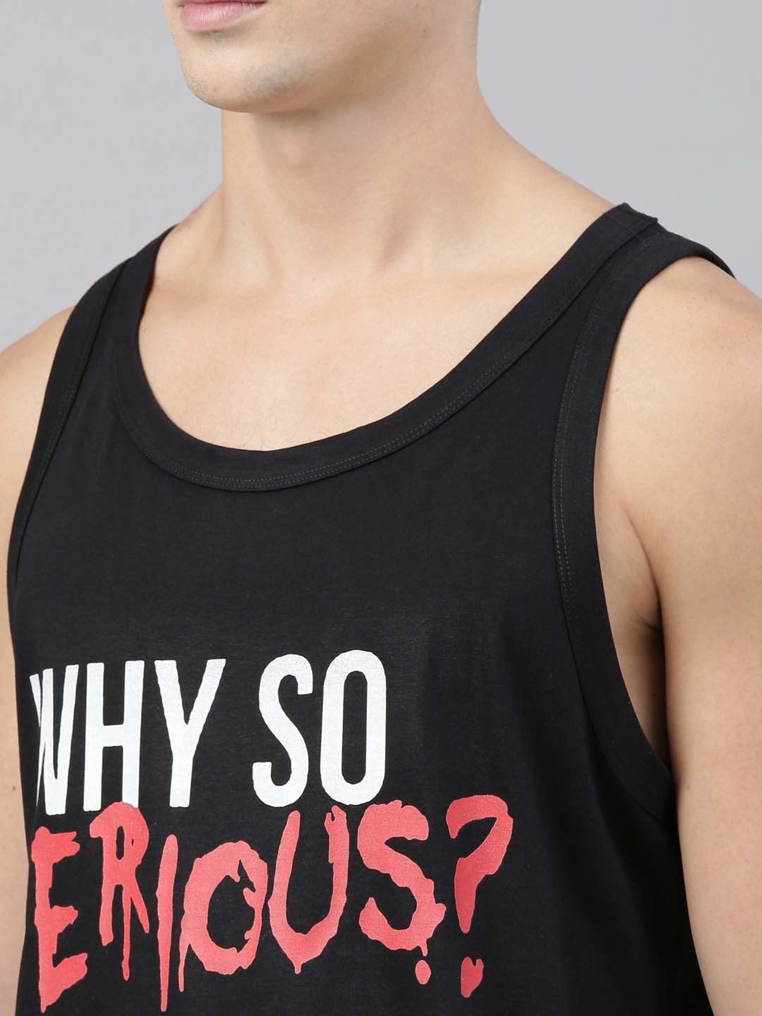 Bushirt Black Printed Cotton Vest