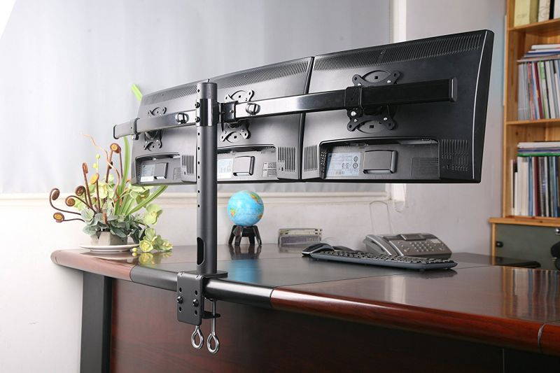 XtremPro Triple Monitors Desk Mount Stand Mount, Adjustable Tilt &plusmn;15&deg;, 360 Rotation, Fits 3 Screens 13" to 27" - Black (41024)