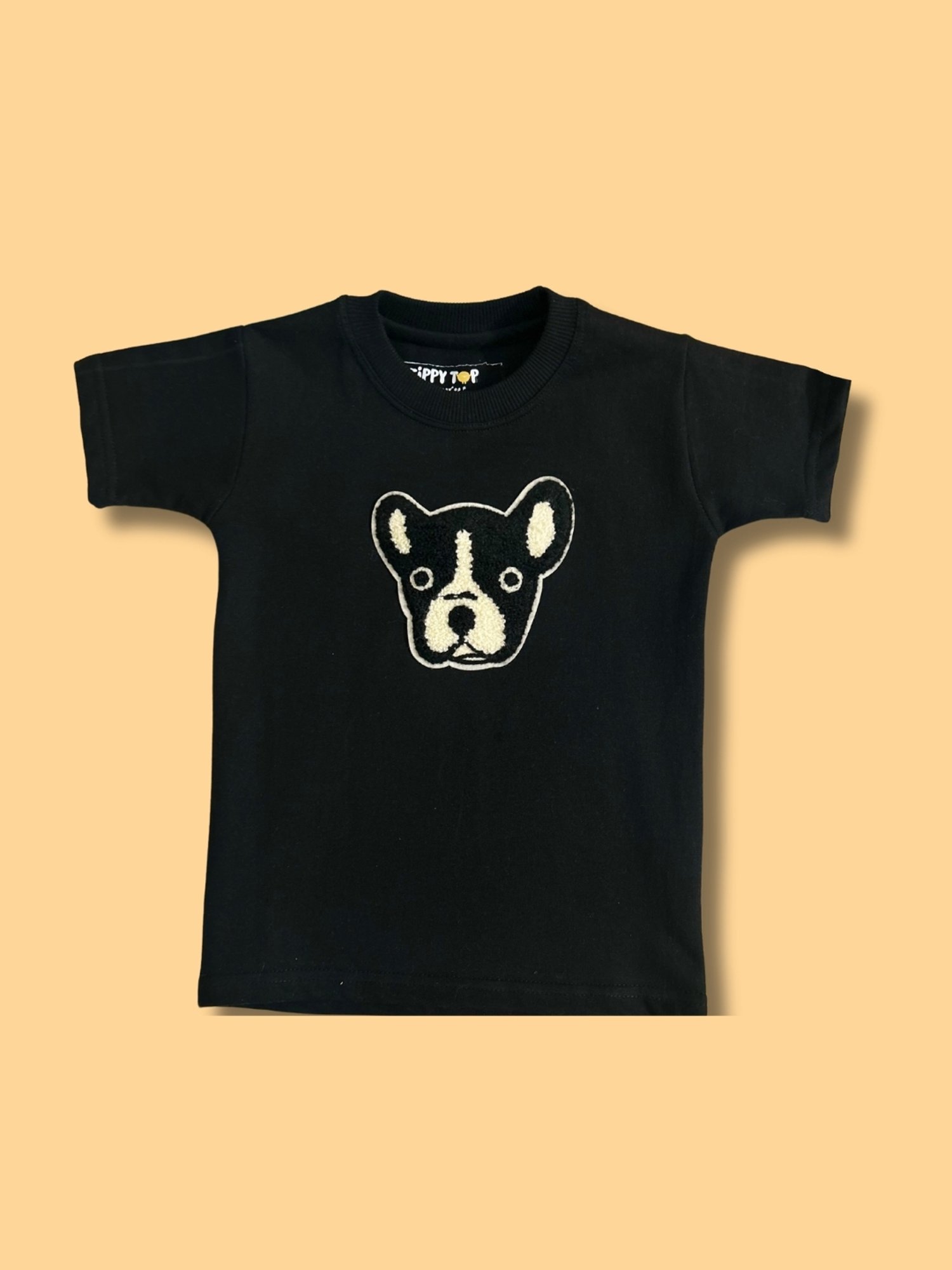 Tippy Top Kids Black Self Design T-Shirt