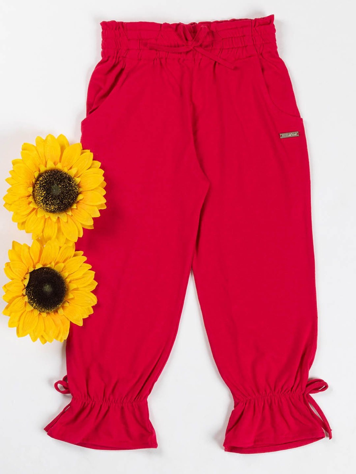 NINS MODA Girls Red Solid Capri