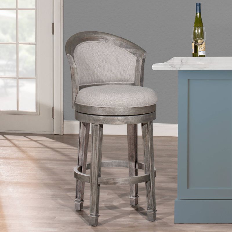 36" Monae Swivel Barstool Distressed Dark Gray/Woven Gray - Hillsdale Furniture