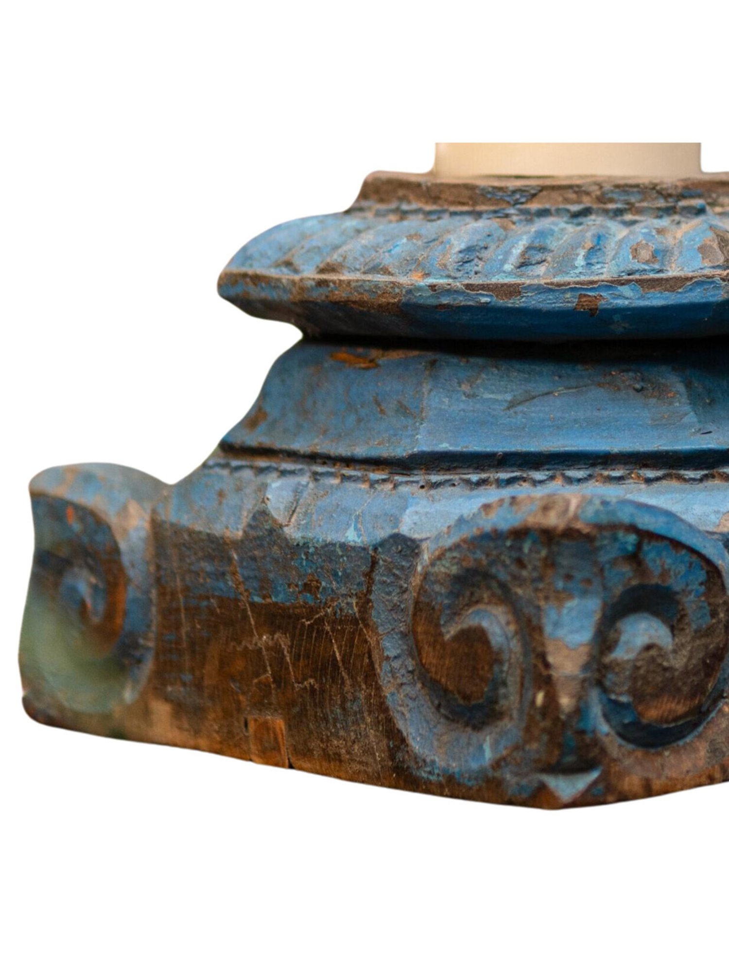 Ambi Graceful Wooden Floor Candle Base In Blue