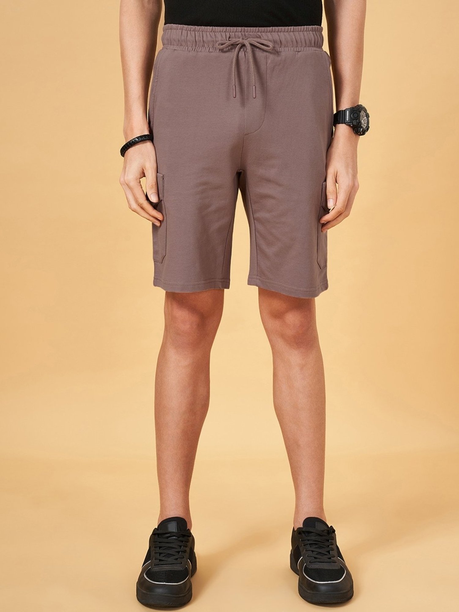 People by Pantaloons Twilight Mauve Cotton Regular Fit Cargo Shorts