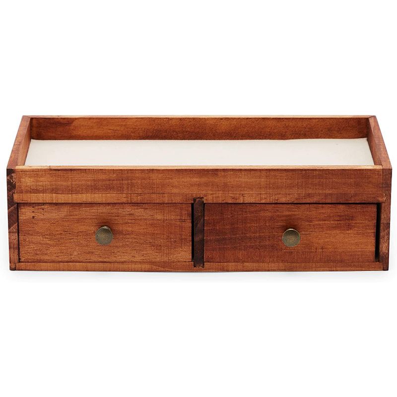 Farmlyn Creek 2-Pack Wooden Jewelry Display Stand with 3 Tiers and Drawers (9.6 x 4.5 x 20 In)