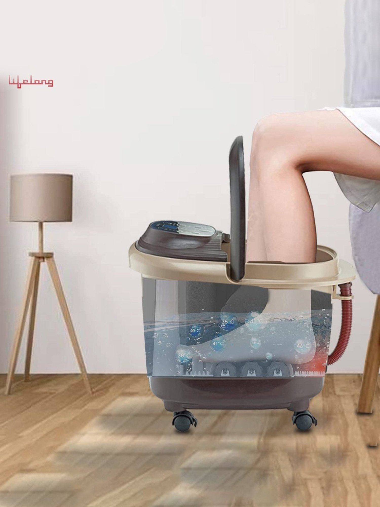 Lifelong LLM306 Electric Foot Spa Massager with 8 Rollers (Brown)