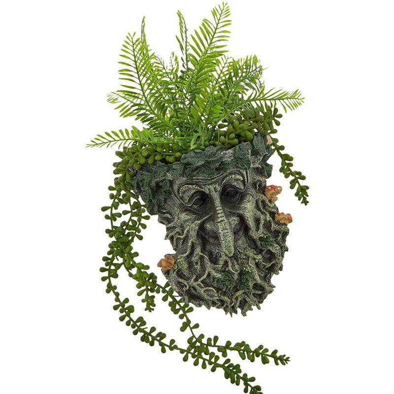 Okuna Outpost Old Man Tree Face Statue, Garden Statue Sculpture Decorations (6.5 x 9 x 3.3 in)