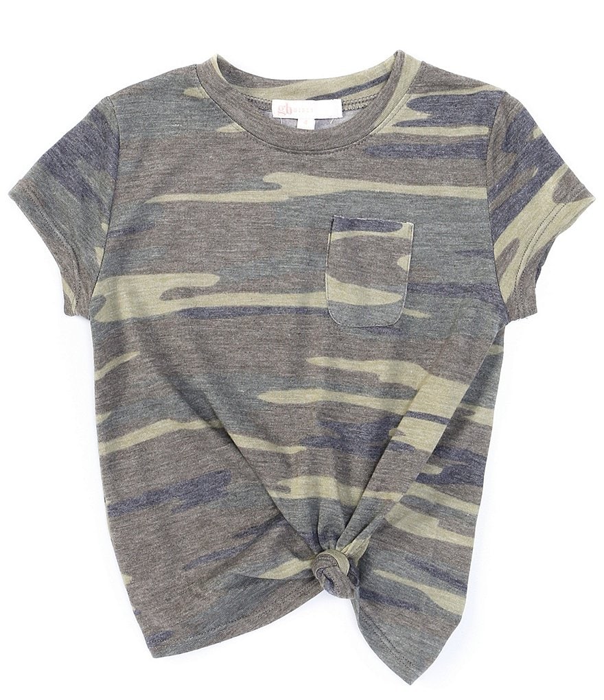 GB Girls Little Girls 2T-6X Knit Camo Pocket Tee