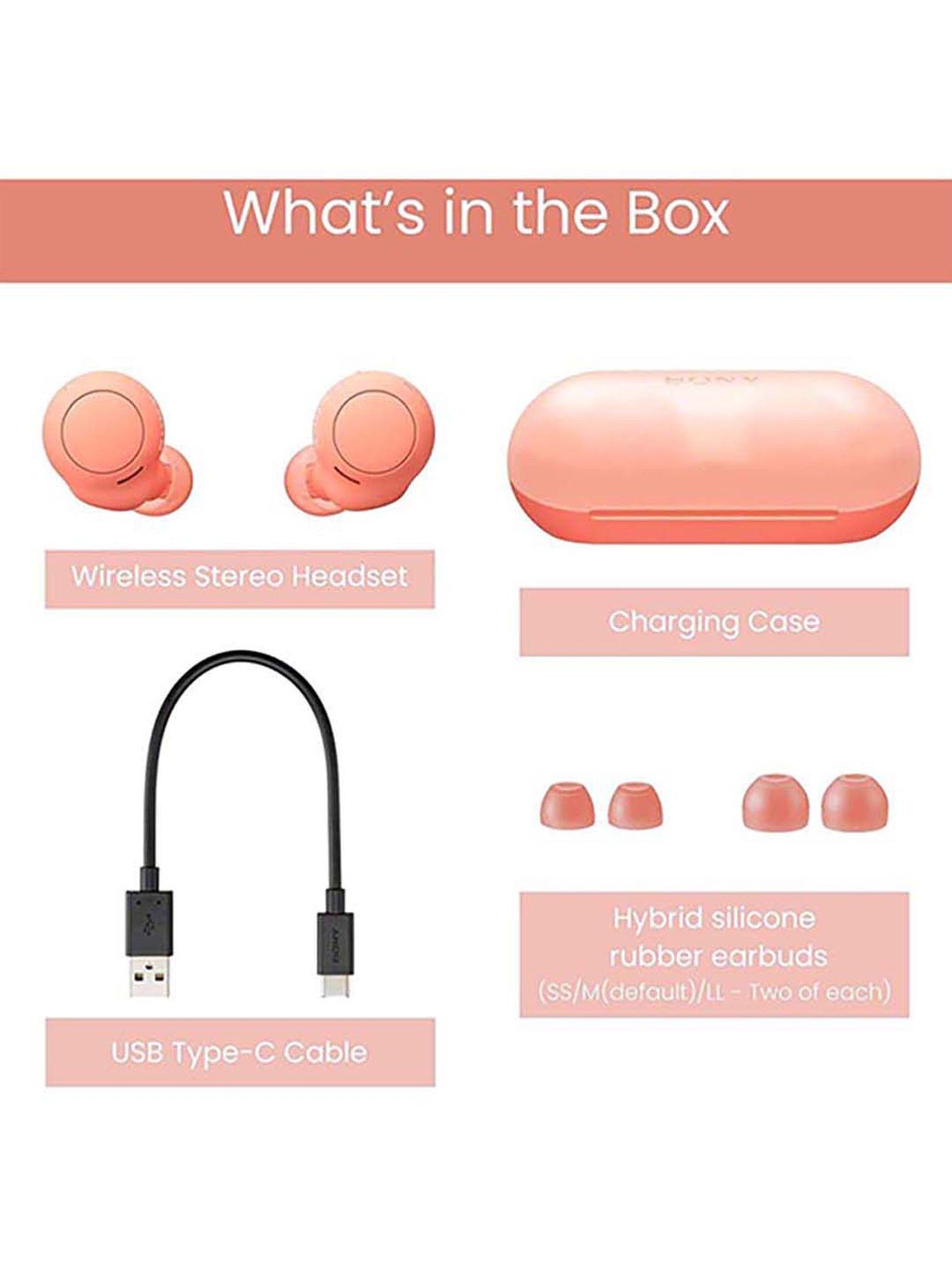 Sony WF-C500 True Wireless Bluetooth Earbuds with Mic (Orange)