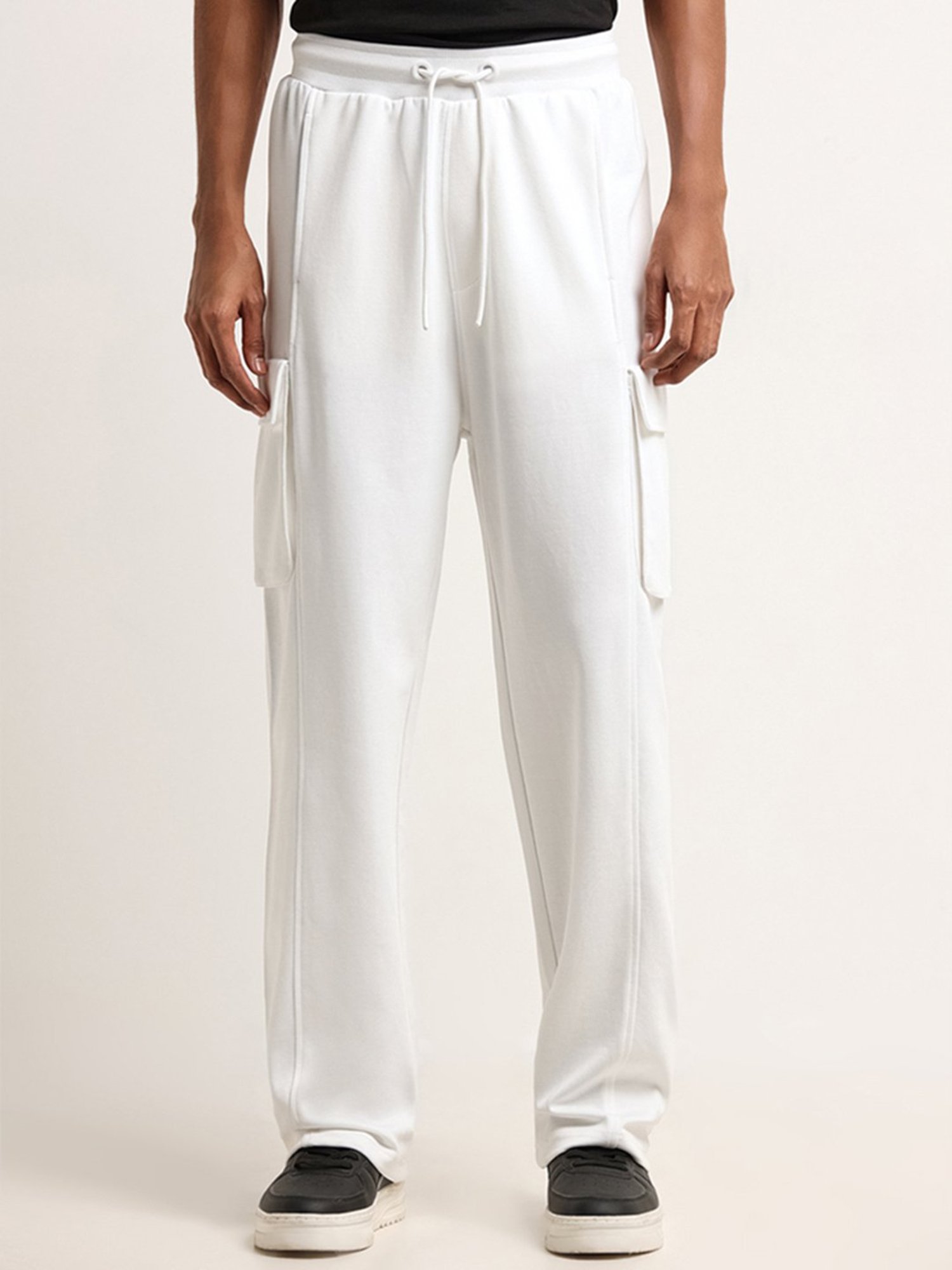 Studiofit by Westside White Mid Rise Straight Fit Cargo Pants