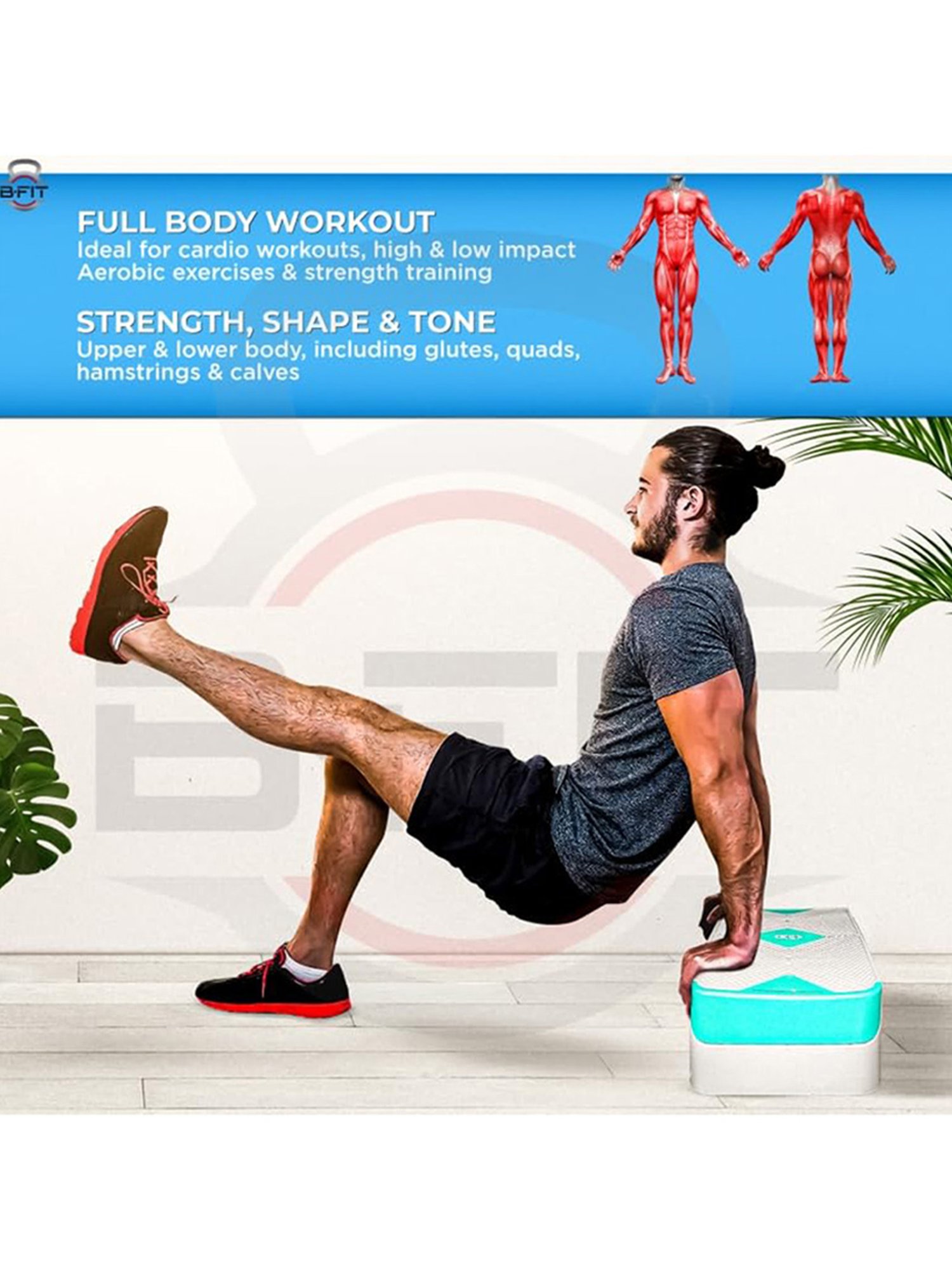 B Fit AB07-R Aerobic Stepper (Grey)