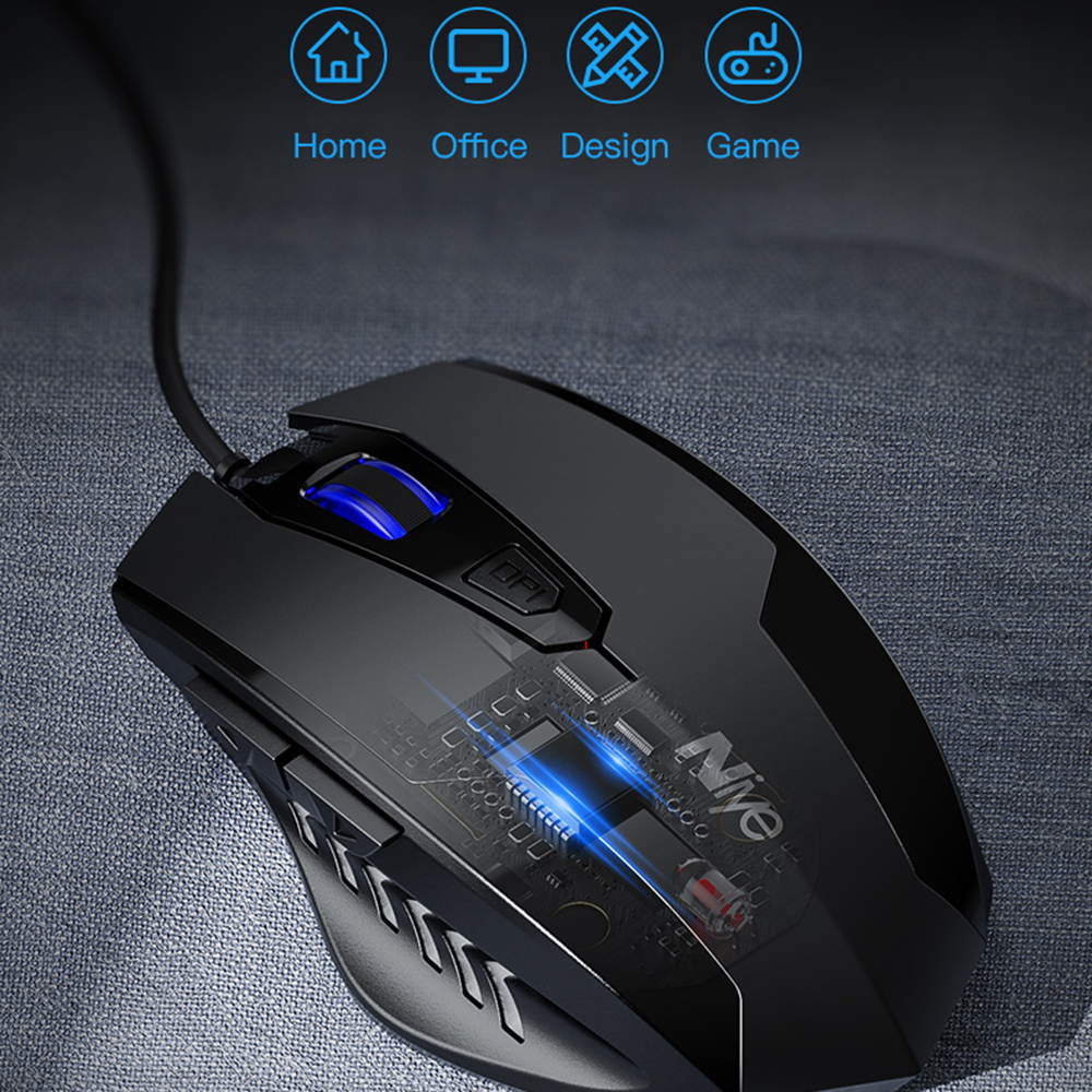 Wired Mouse, USB Wired Gaming Mice with 2400 DPI, 6 Buttons for Computer PC Laptop, USB Wired Mouse 4 Adjustable DPI Levels Mouse for Gamer Win 10/8/7/XP, Black