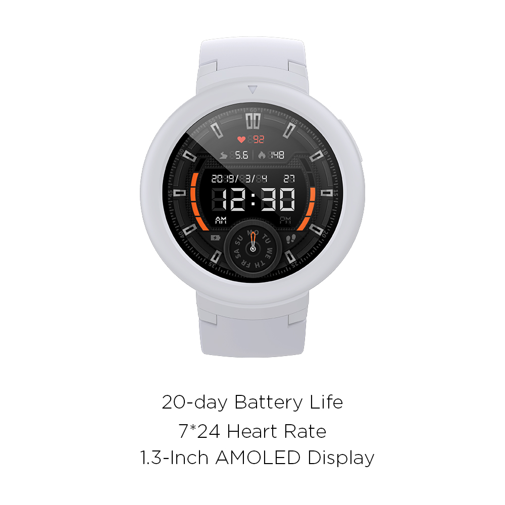 Amazfit Verge Lite with 20-Day Battery Life,24/7 Heart Rate and Activity Tracking 1.3 Inch AMOLED Touchscreen IP68, (Moonlight White)