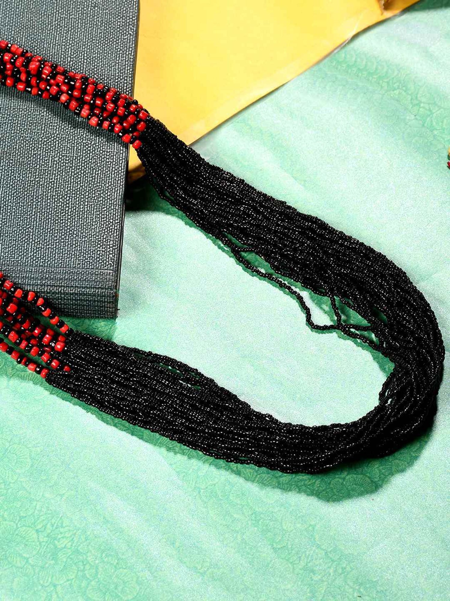 Imli Street Black Beaded Long Handcrafted Necklace