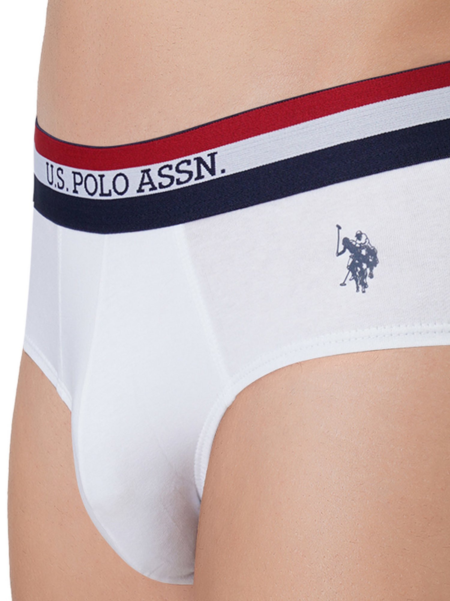 U.S. Polo Assn. Red & White Cotton Regular Fit Briefs - Pack Of 2