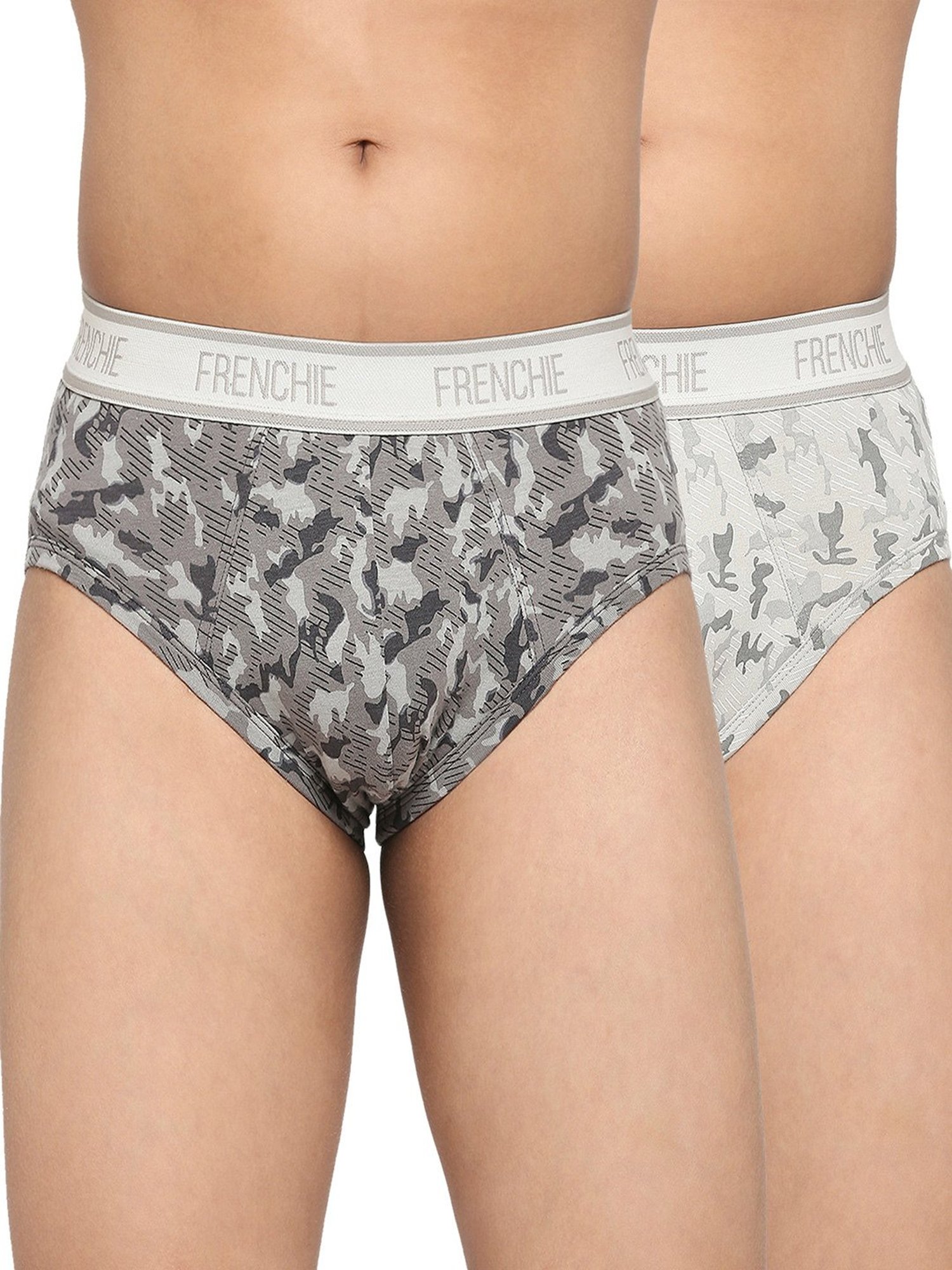 Frenchie Kids Grey Camouflage Briefs (Pack Of 2)