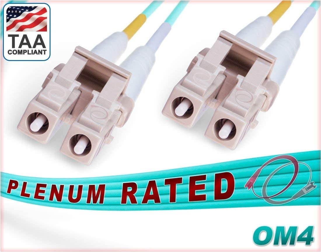 FiberCablesDirect - 7M OM4 LC LC Fiber Patch Cable | Plenum TAA 100Gb Duplex 50/125 LC to LC Multimode Jumper 7 Meter (22.97ft) | Length Options: 0.5M-300M | ofnp 10g 40g 100g mm om4-lc-lc