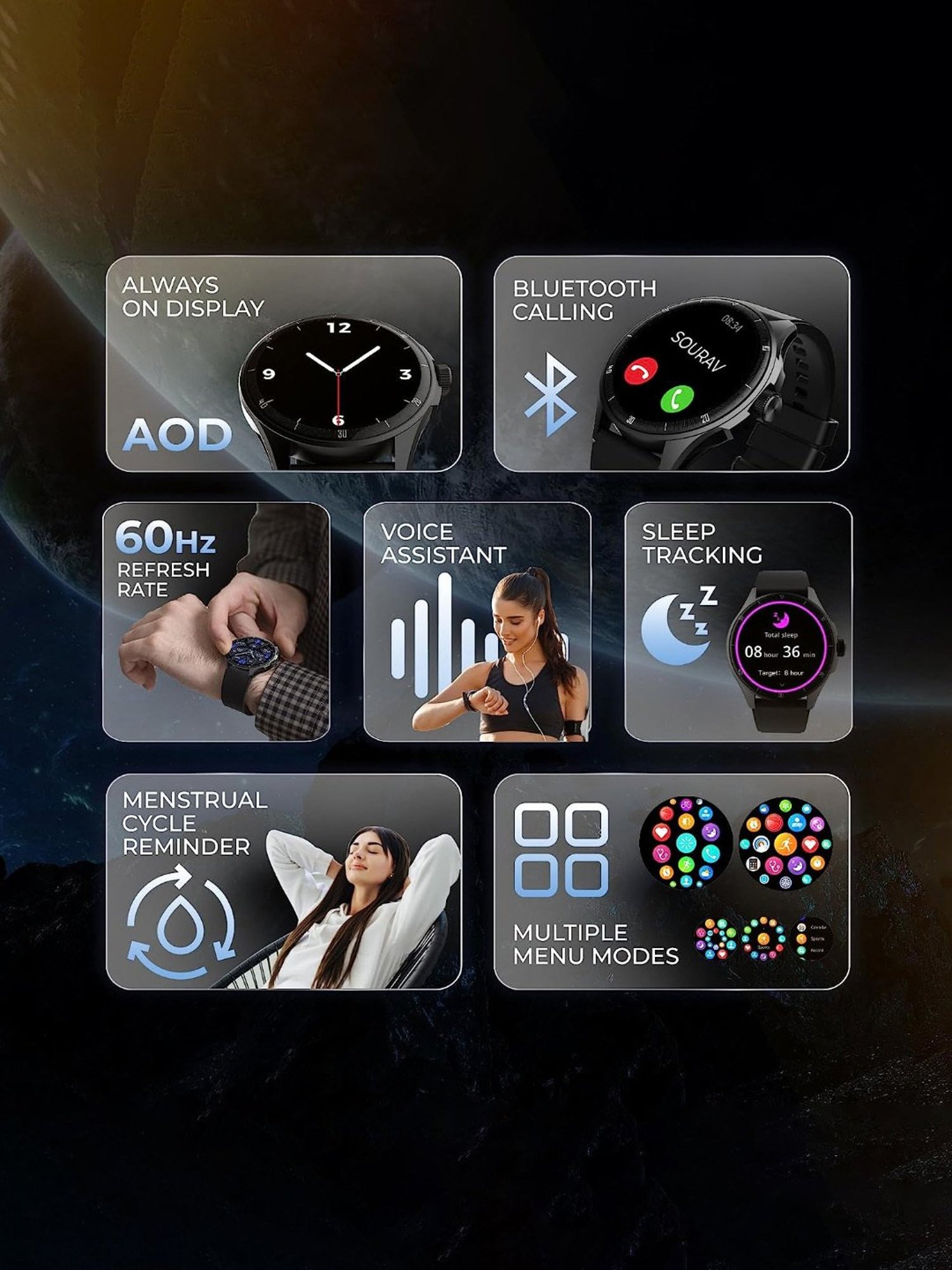 beatXP Vega Neo Bluetooth Calling Smartwatch with 1.43 inch AMOLED Display (Black)