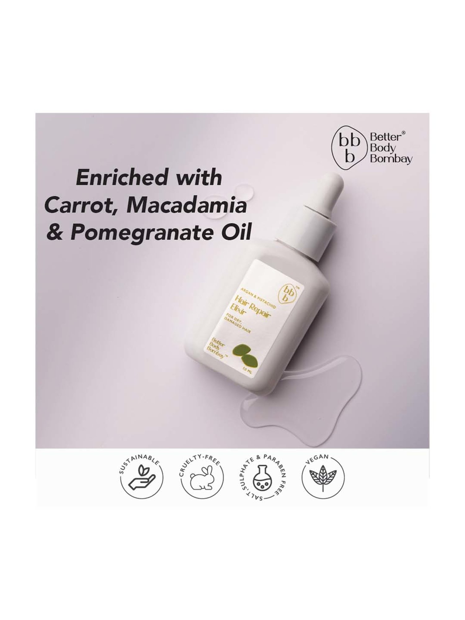 bbb Better Body Bombay Argan & Pistachio Hair Repair Elixir - 50 ml