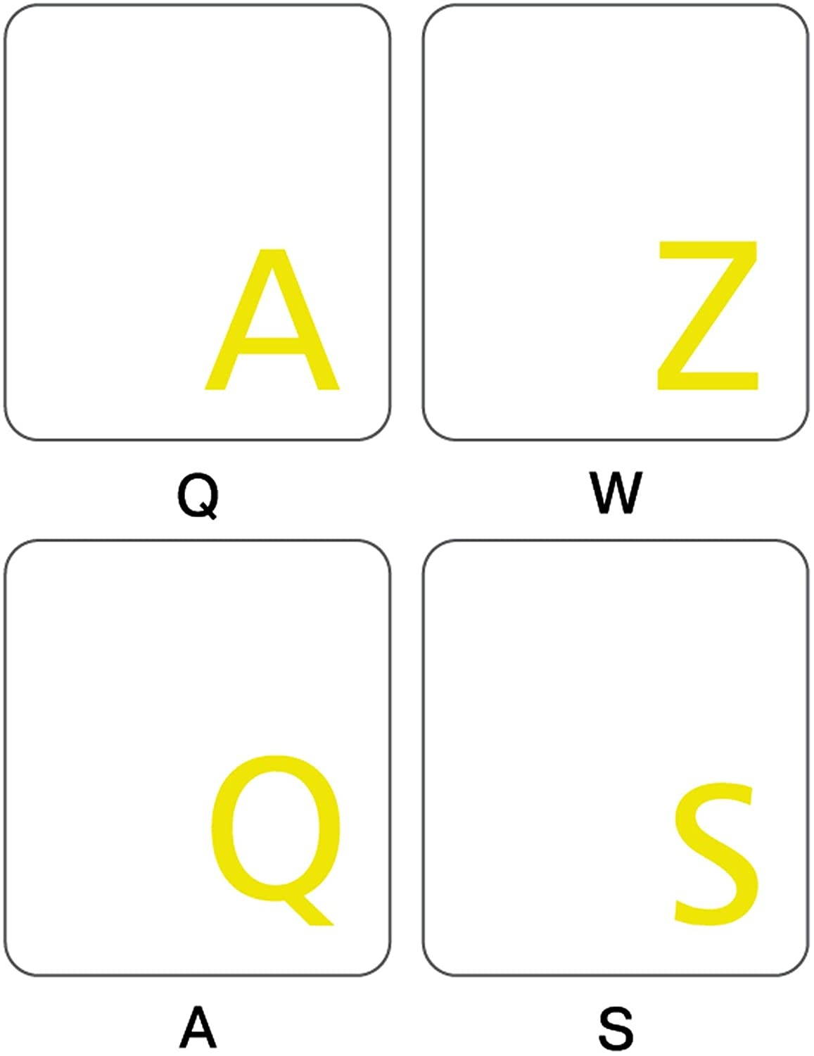 French Azerty Transparent Keyboard Label Yellow