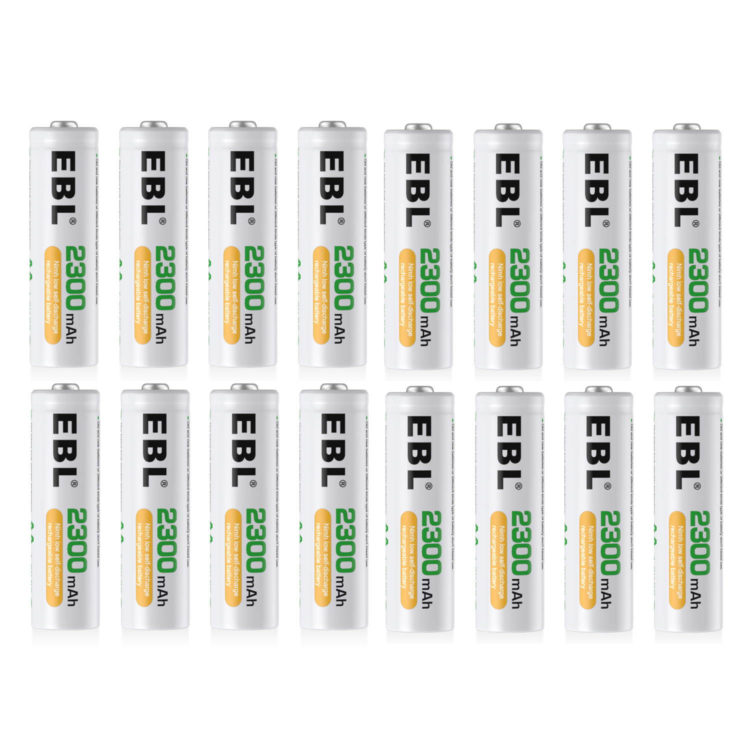 EBL 16 Pack 2300mAh AA Ni-MH Rechargeable Batteries, Battery Case Included