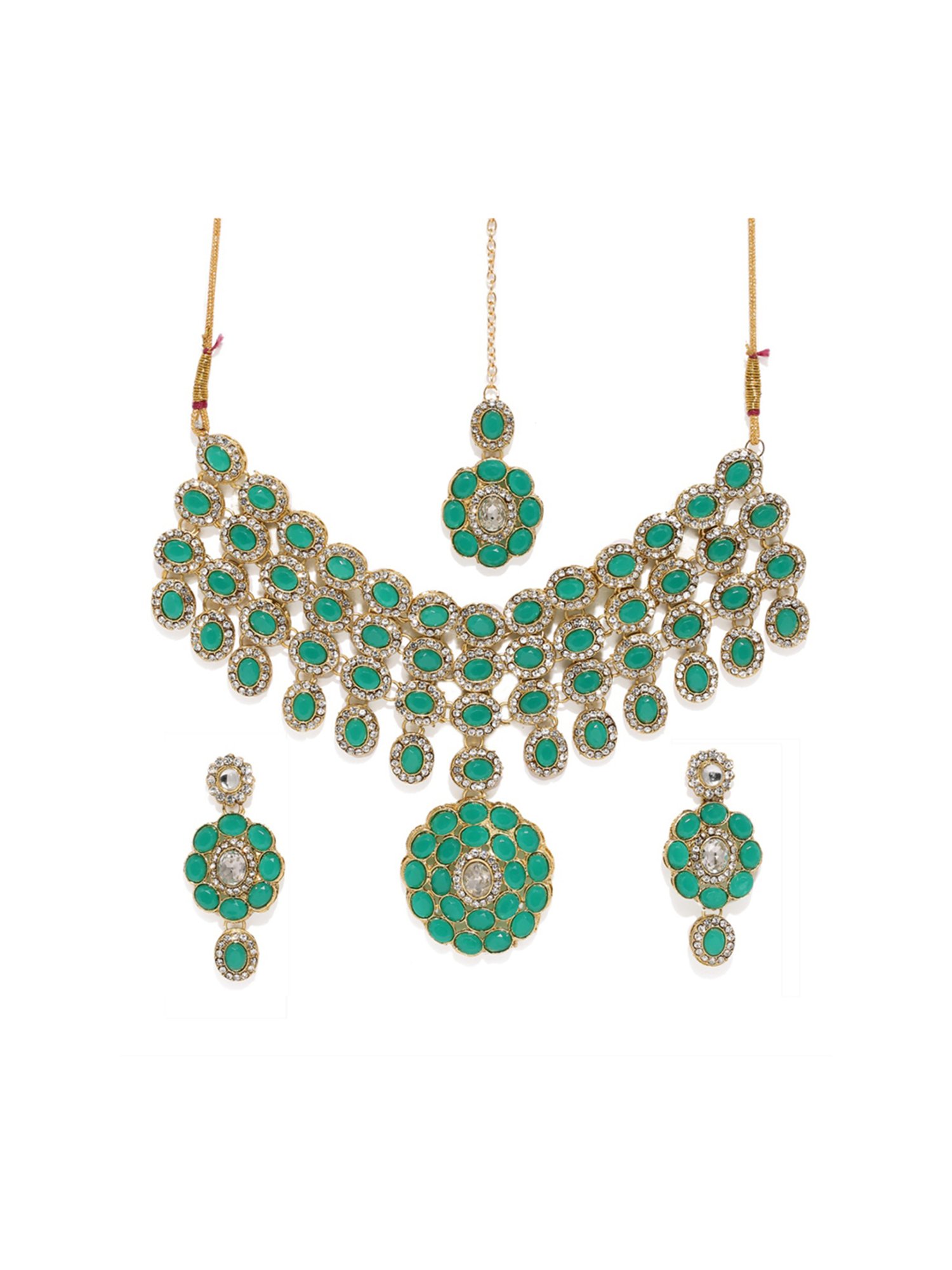 Sri Jagdamba Pearls White Alloy Classic Necklace & Earring Set