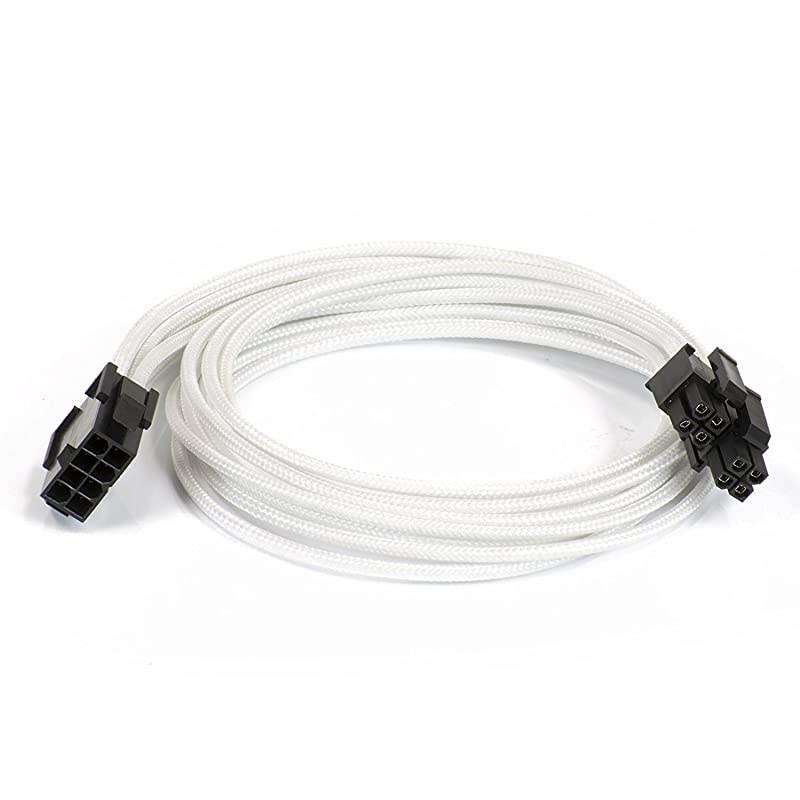Power Supply Sleeved Cable 24PIN 8PIN 4+4 MB 8PIN 6+2 PCIE Extension Cable Kit 500mm LengthWhite