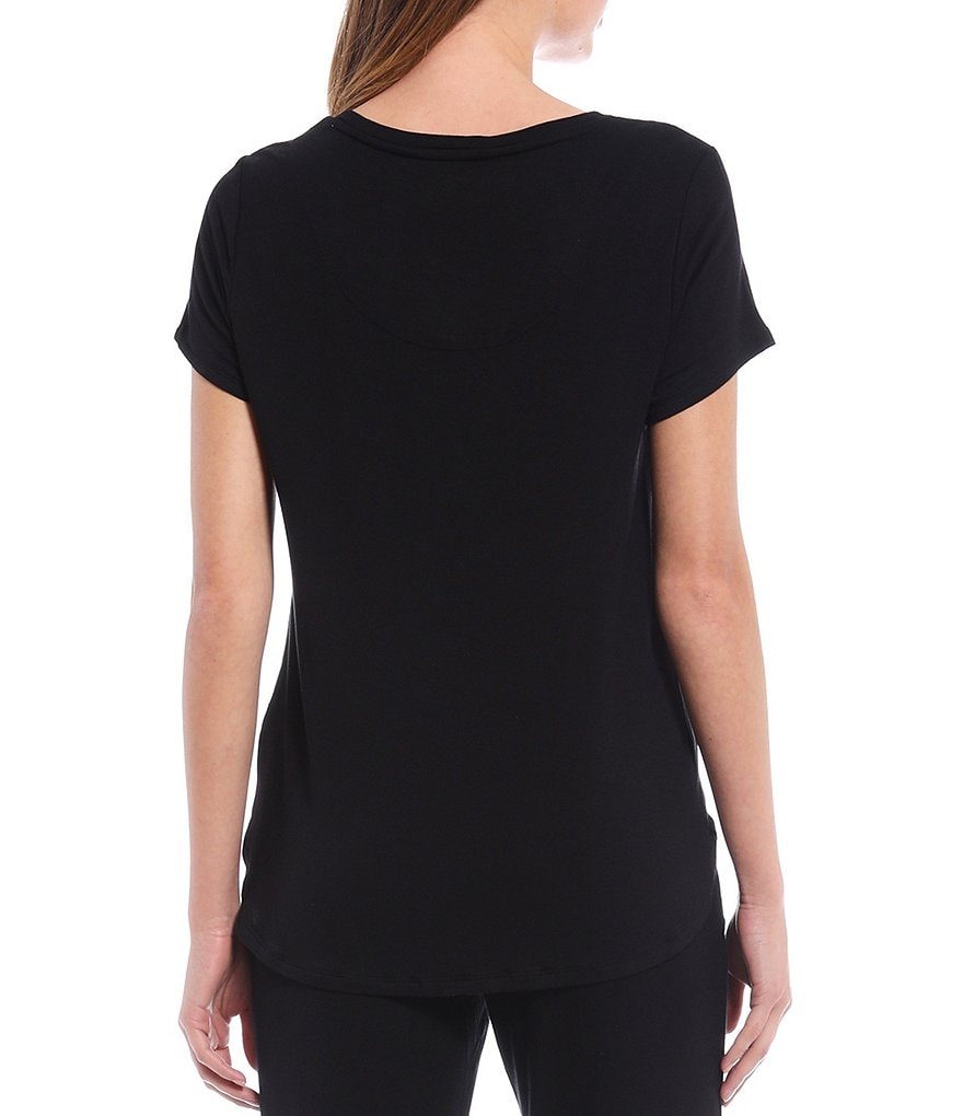 iRelax Solid French Terry Short Sleeve Ribbed Neck Sleep Tee