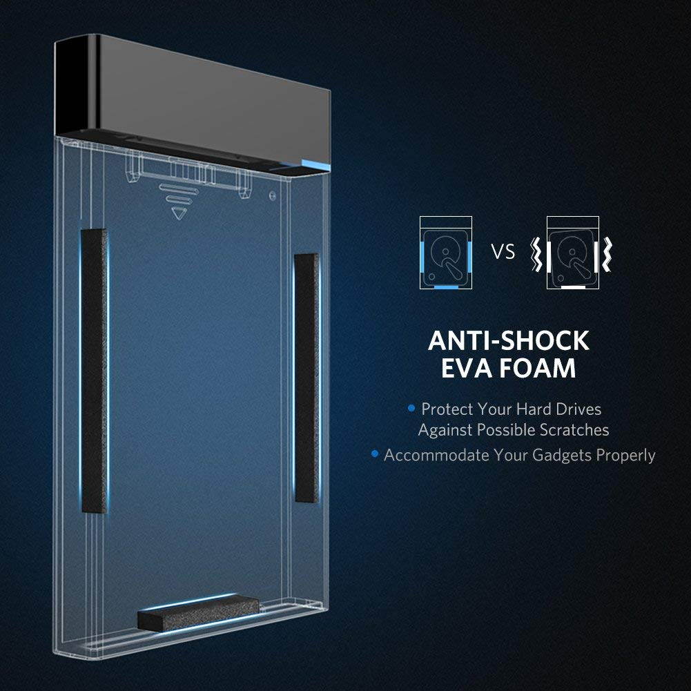 Jansicotek 2.5" Hard Drive Enclosure, USB C 3.1 Gen 2 to SATA External Hard Disk Casefor 9.5/7mm HDD SSD [Support UASP SATA III] 6TB Tool Free for WD Seagate Toshiba Samsung