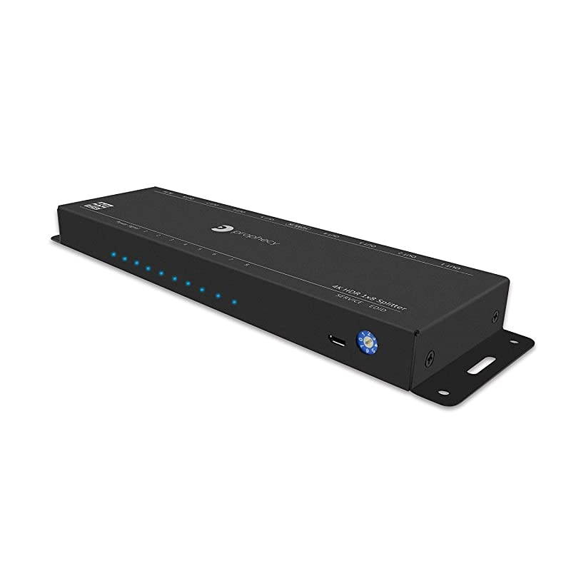 Prophecy Intelligent 1x8 HDMI Splitter 4K 60Hz HDR &ndash; 4K @60Hz 4:4:4, 18Gbps, Auto Scaling, HDMI 2.0a, HDCP 2.2, 3D, EDID, Cascadable, Firmware Upgradeable, 8 Port, 1 in 8 Out (PRO-HDRSplit8P)