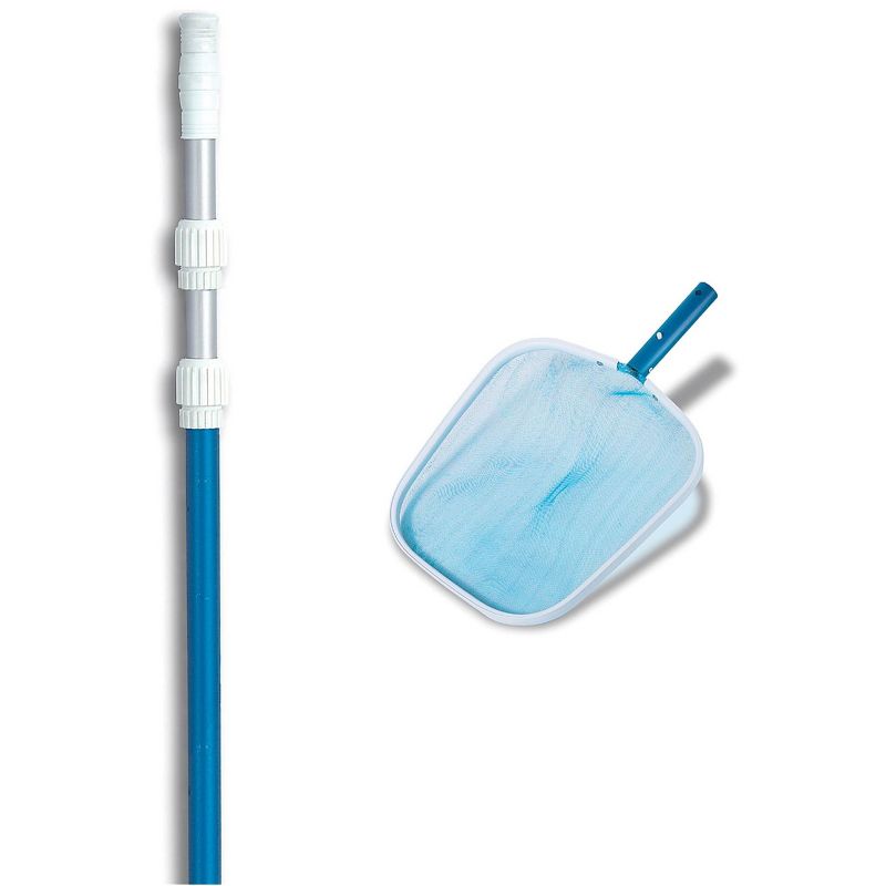 Swimline Hydrotools 8028 Swimming Pool Leaf Skimmer w/ 7-21' Telescopic Pole