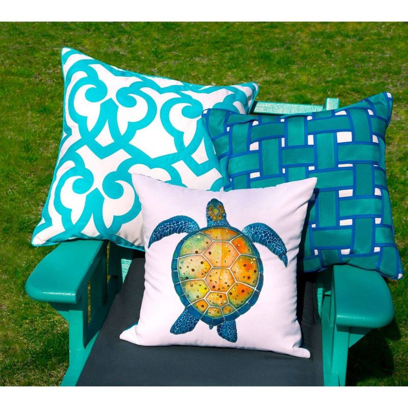 18" x 18" Printed Turtle Patio Throw Pillow - Edie@Home
