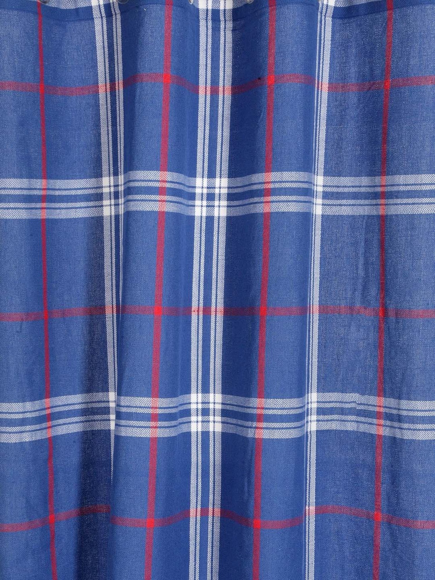 Swayam Cream & Blue Printed Faux Silk Door Curtains - Set of 2