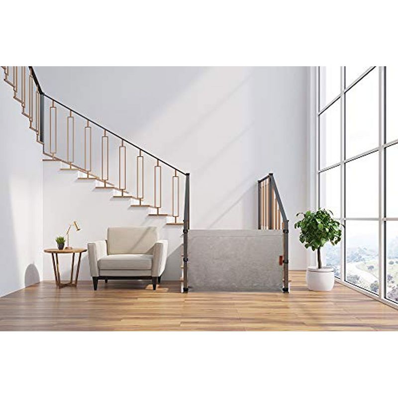 THE STAIR BARRIER 42 to 52 Inch Banister to Banister Portable Retractable Fabri Baby Kids Pet Safety Gate for Children, Dogs, and Cats, Burlap Khaki