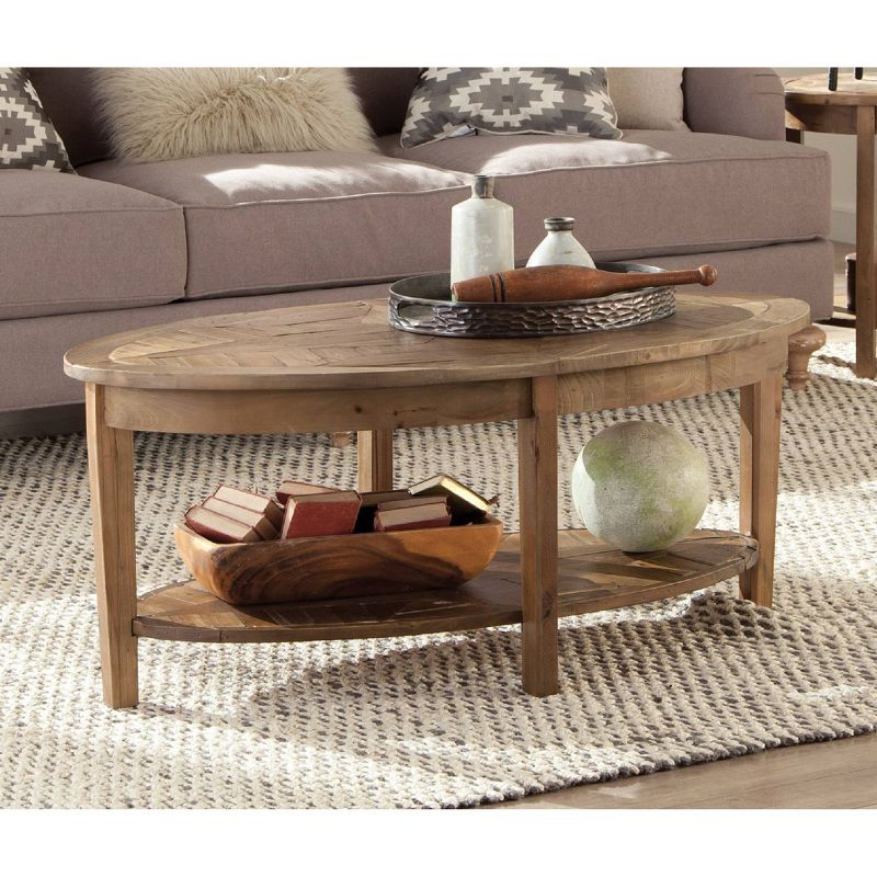 48" Revive Reclaimed Oval Coffee Table Natural - Alaterre Furniture