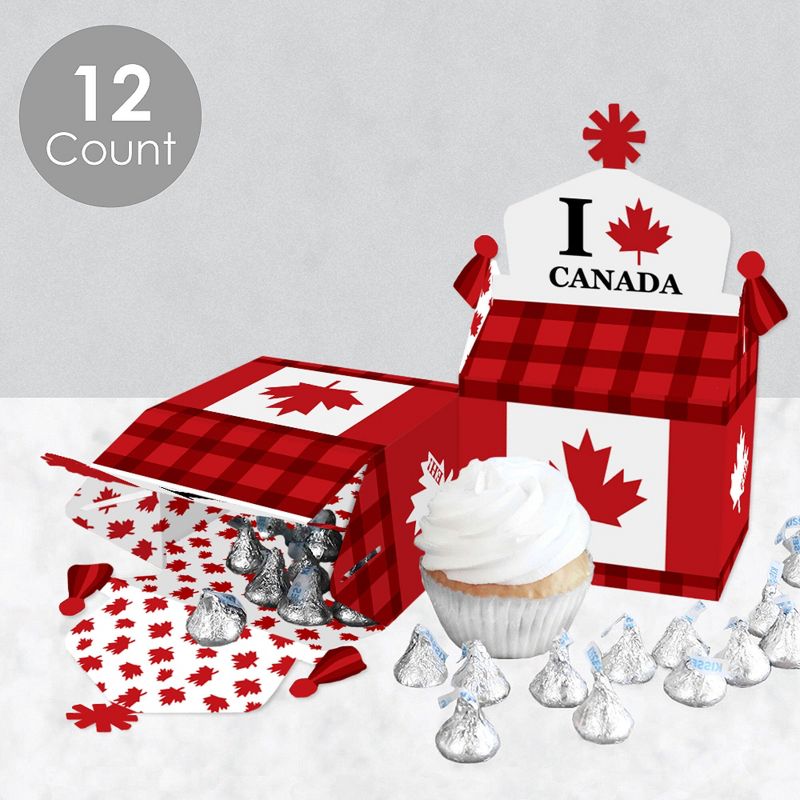 Big Dot of Happiness Canada Day - Treat Box Party Favors - Canadian Party Goodie Gable Boxes - Set of 12