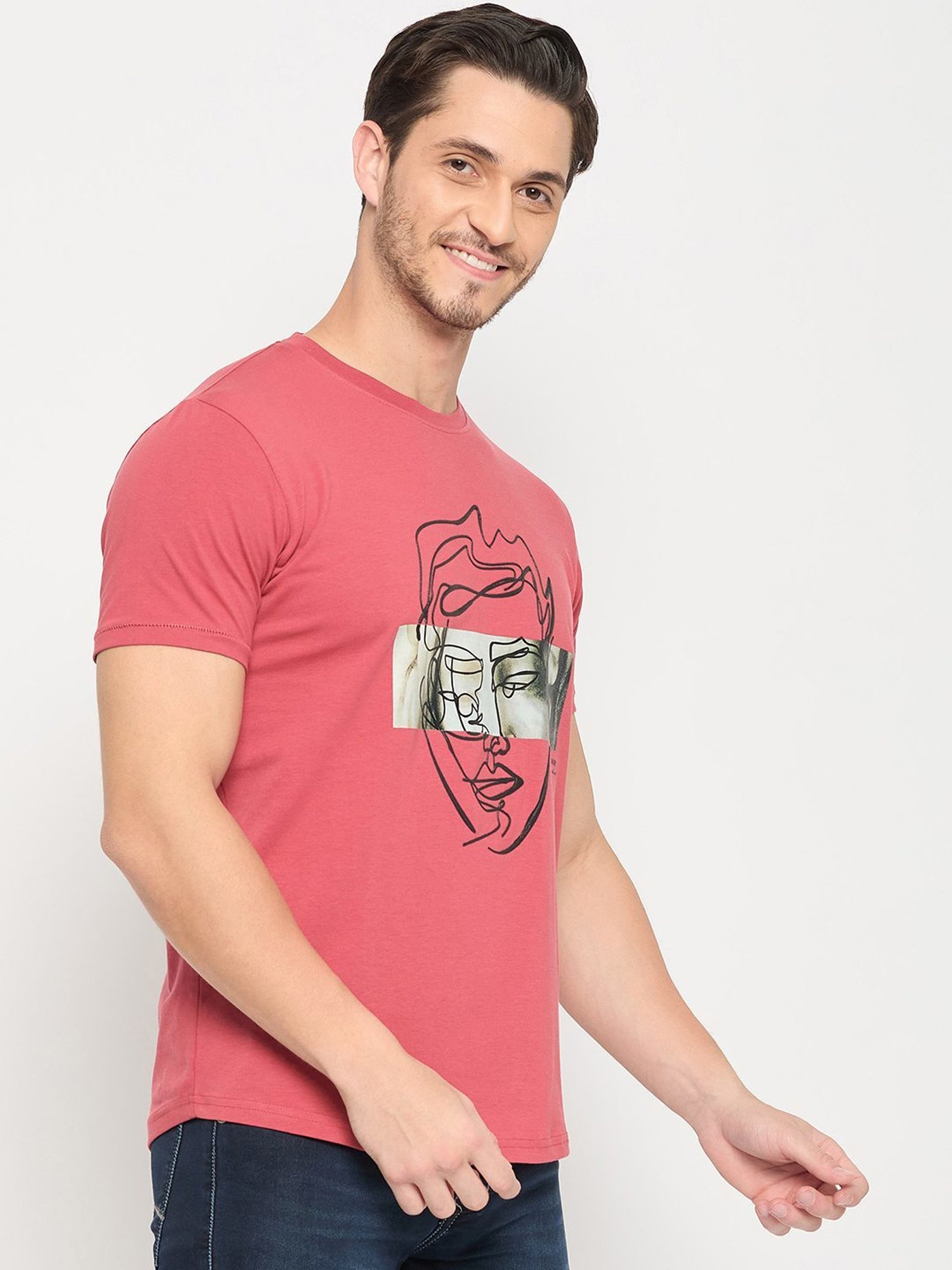 Duke Red Slim Fit Printed T-Shirt