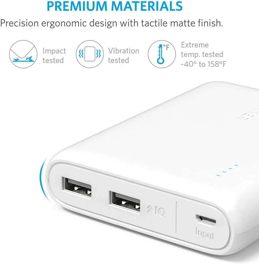 Power Bank, Anker PowerCore 13000 Portable Charger - Compact 13000mAh 2-Port with PowerIQ and VoltageBoost Technology for iPhone, iPad, Samsung Galaxy (Black)