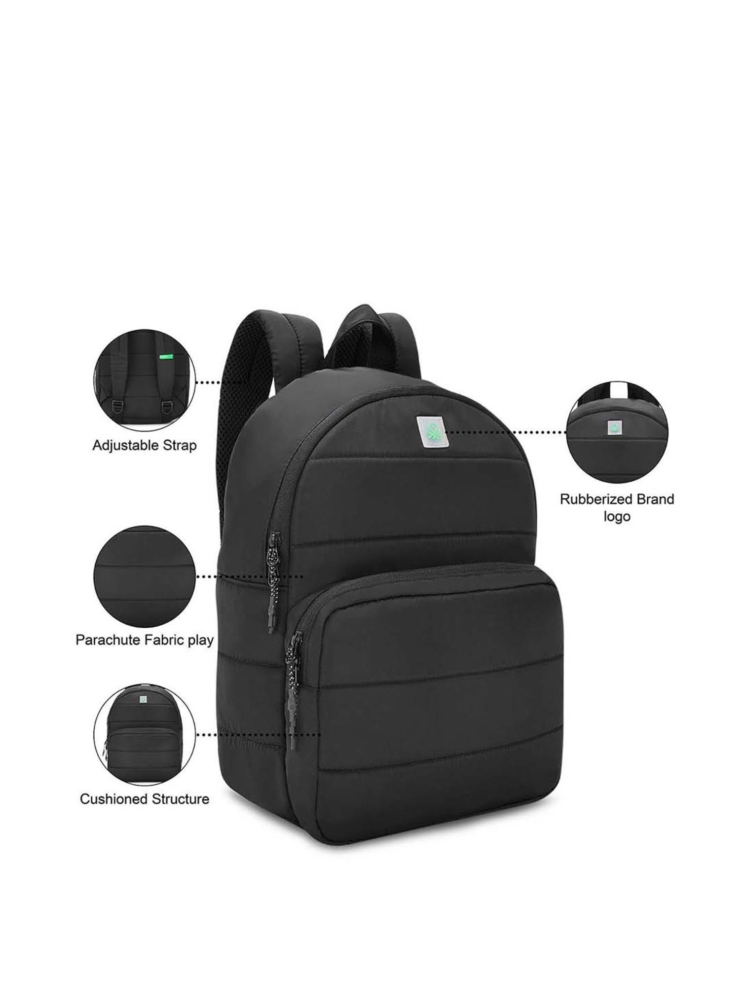 United Colors of Benetton Darell 12 Ltrs Black Medium Laptop Backpack