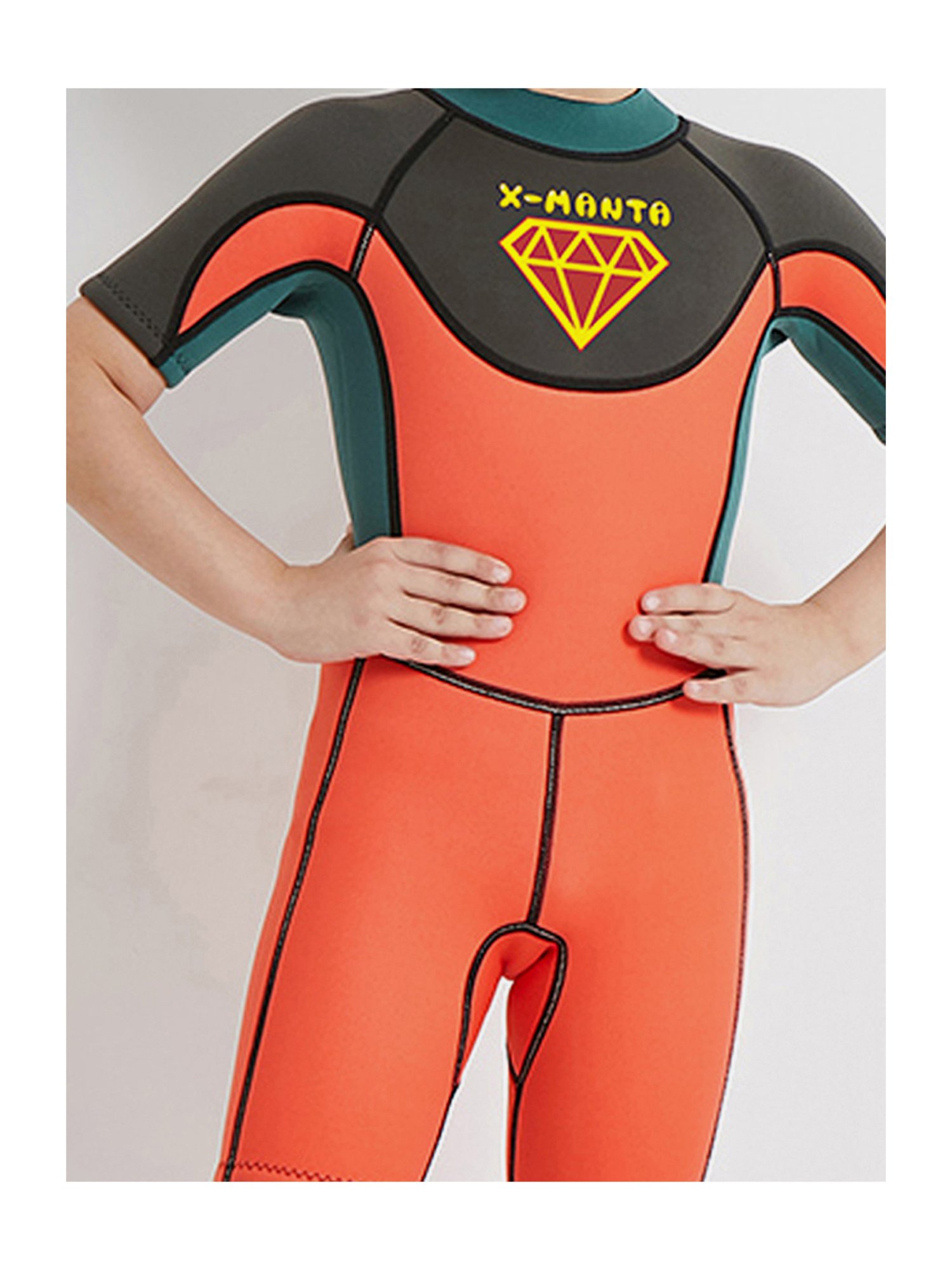 Little Surprise Box Kids Orange Printed Swimsuit with Swim Bag