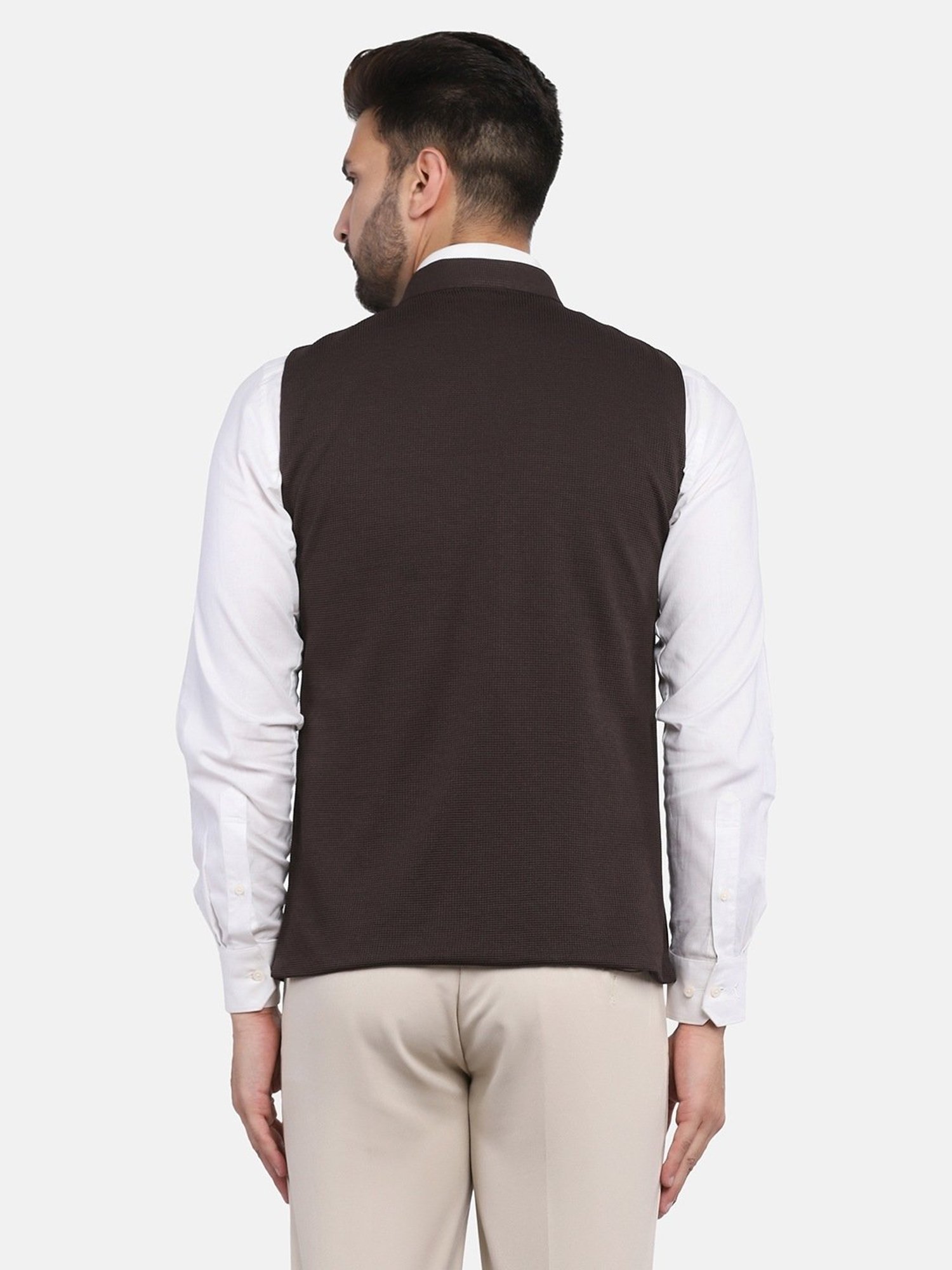 TAHVO Brown  Slim Fit Nehru Jacket