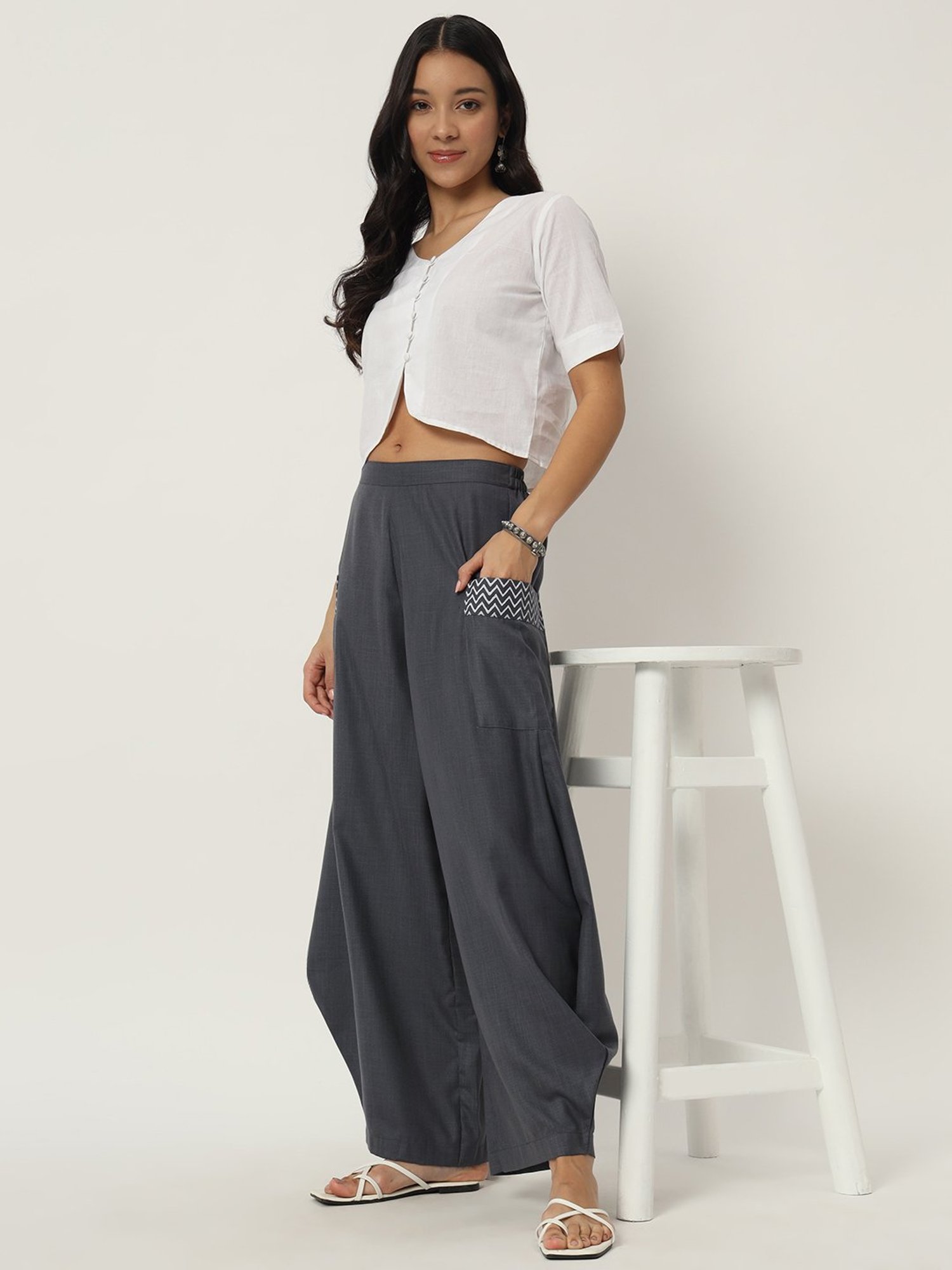 9rasa Grey Cotton Pants