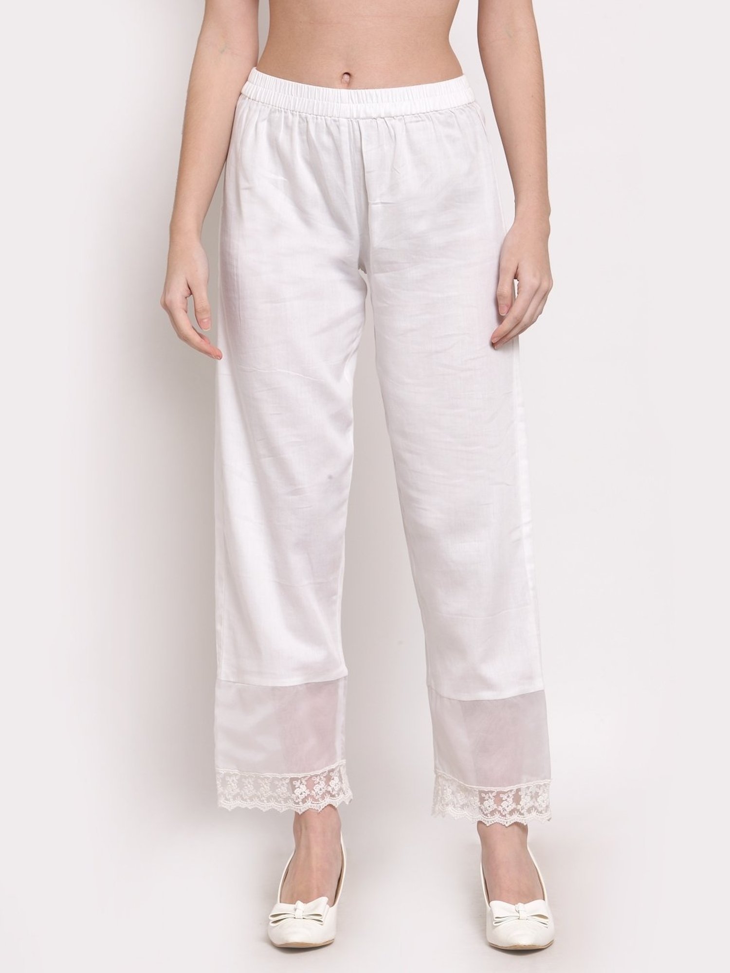 DART STUDIO White Relaxed Fit Palazzos