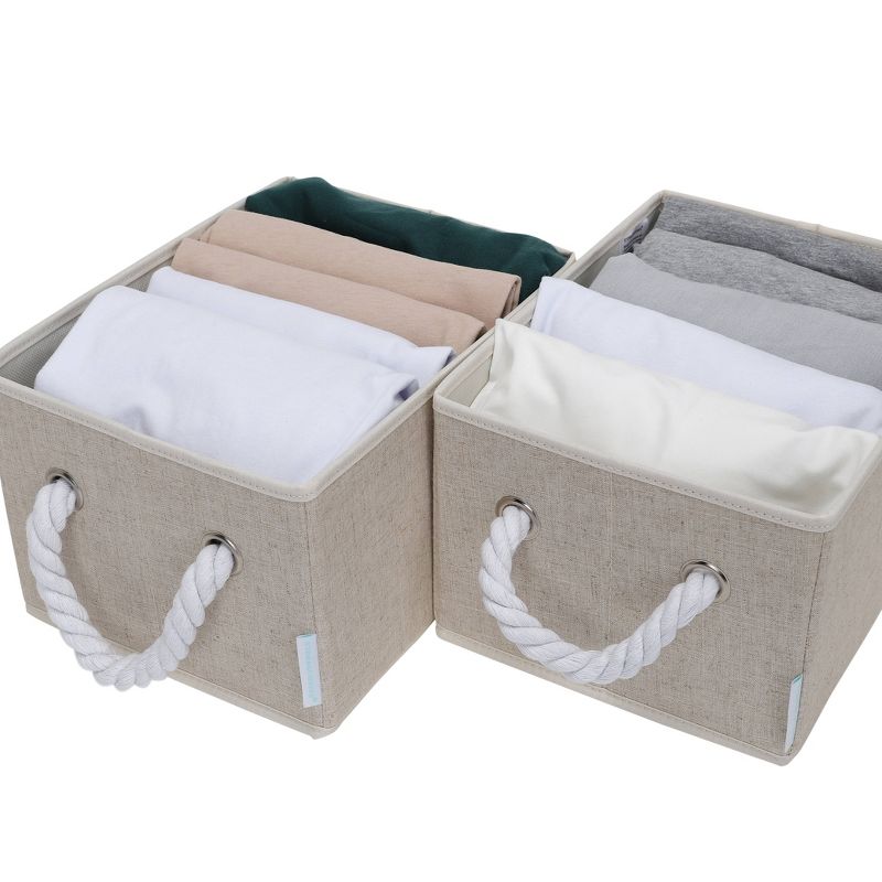StorageWorks Set of 2 11L Fabric Storage Bins with Cotton Rope Handles Beige