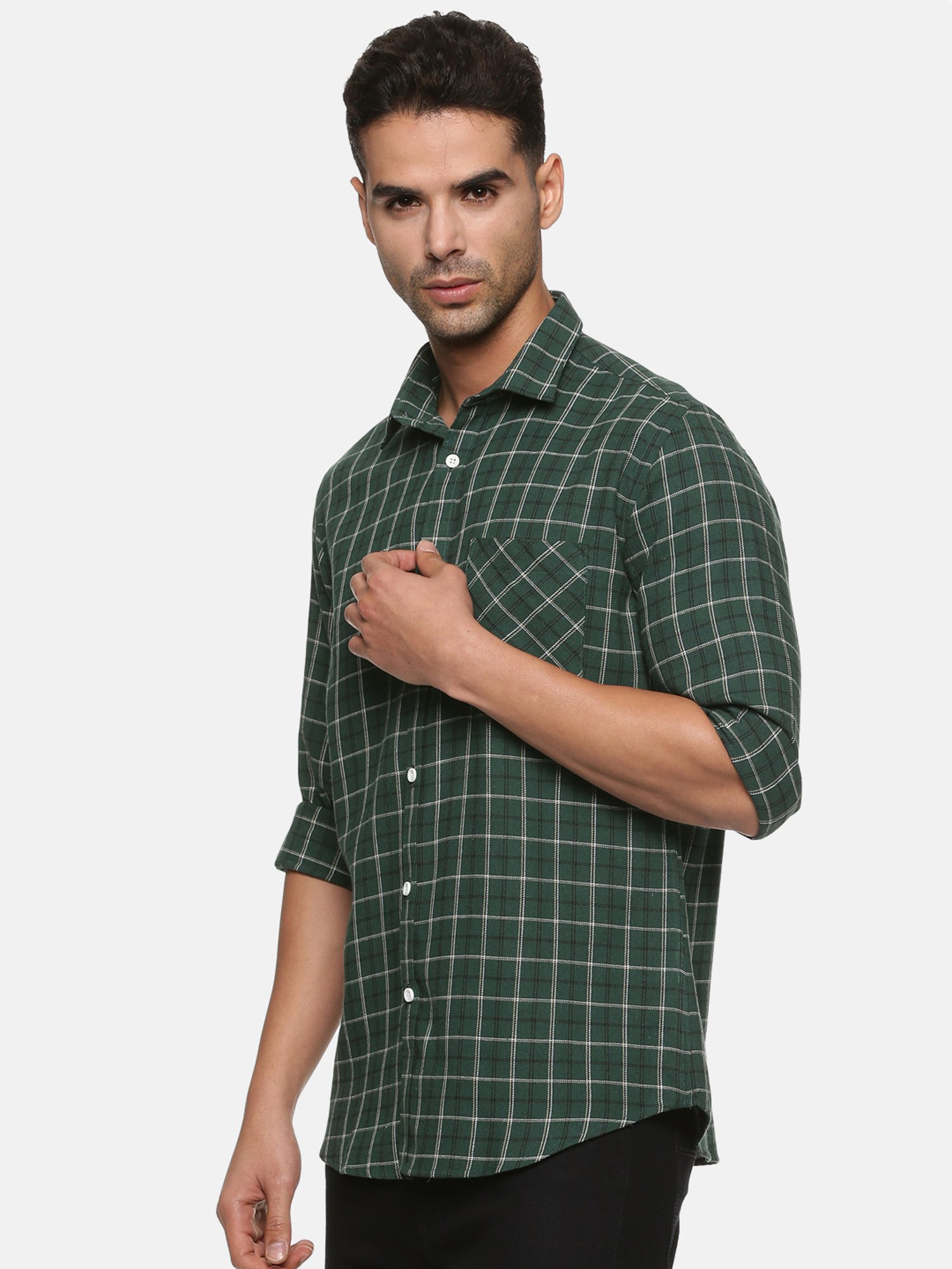 Don Vino Green Slim Fit Check Shirt