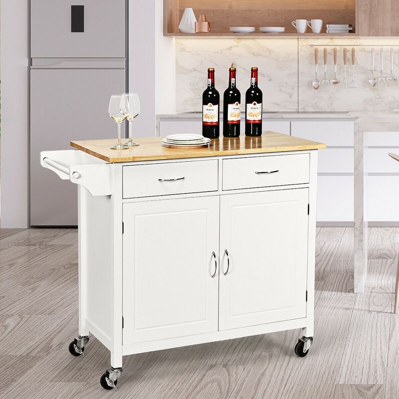 Sunrise Kitchen Island with American Maple Top White/Natural - Flora Home